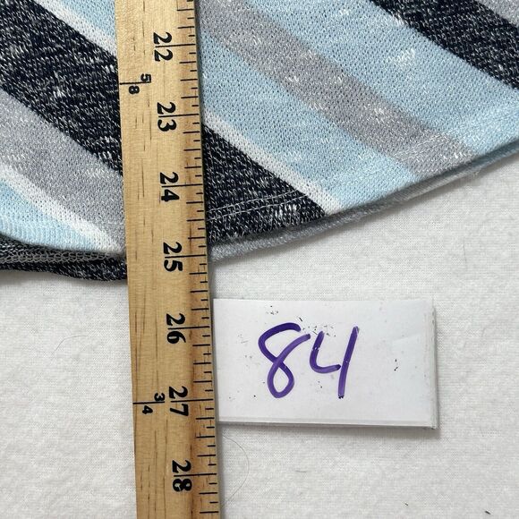 Chico's 2 Women's Large Blue White Diagonal Striped 3/4 Sleeve Knit Top Blouse - Picture 6 of 14